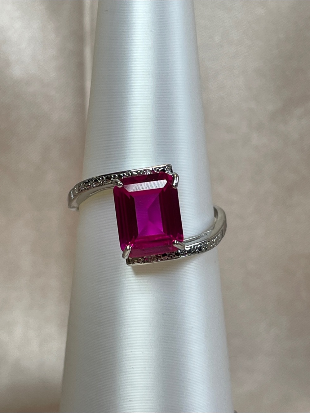 Sterling Silver Natural Pink Topaz w/ Natural Diamond Accents Ring Size 9